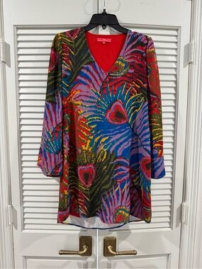 Elaine Turner Vibrant Multicolor V-Neck Women's Tunic Top